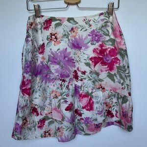 NWOT Express Floral Skater Skirt in Pink and Purple